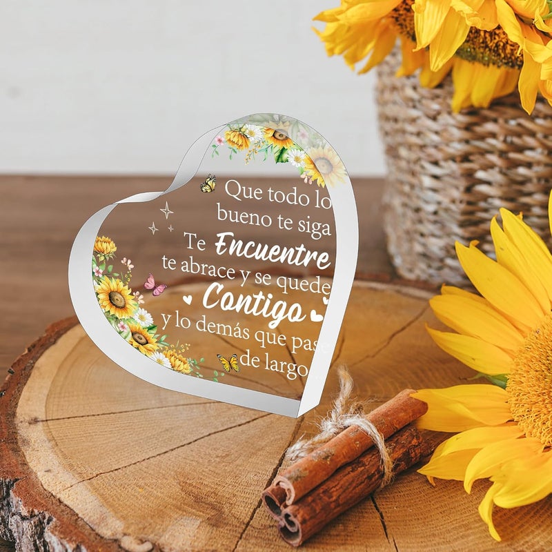 Yopyame Spanish Gifts for Women - Ideal para Amiga Madre Hermana Acrylic Heart Plaque Inspirational Warm Word Acrylic Sign Keepsake Paperweight Gift for Christmas Mother’s Day Birthday in Spanish - Image 4